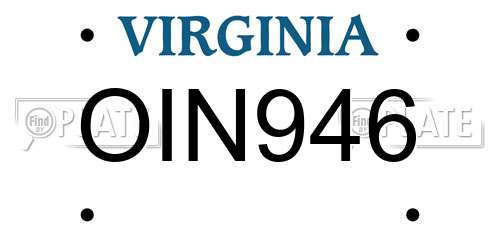 OIN946 Virginia License Plate