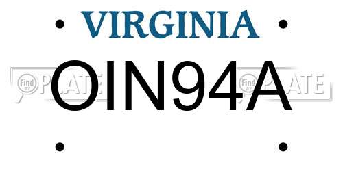 OIN94A Virginia License Plate