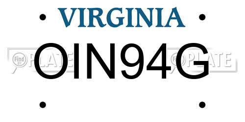 OIN94G Virginia License Plate