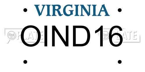 OIND16 Virginia License Plate