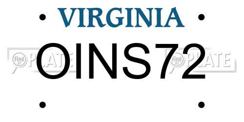 OINS72 Virginia License Plate