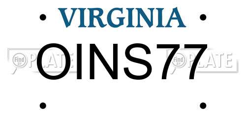 OINS77 Virginia License Plate