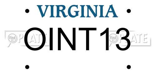 OINT13 Virginia License Plate