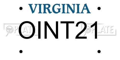OINT21 Virginia License Plate