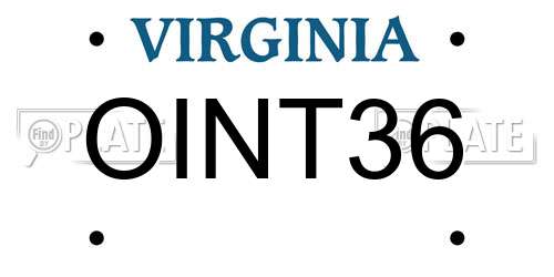 OINT36 Virginia License Plate