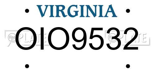 OIO9532 Virginia License Plate