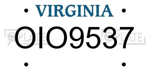 OIO9537 Virginia License Plate