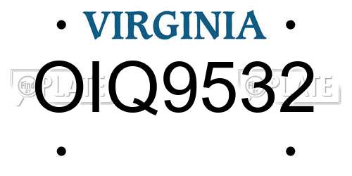 OIQ9532 Virginia License Plate