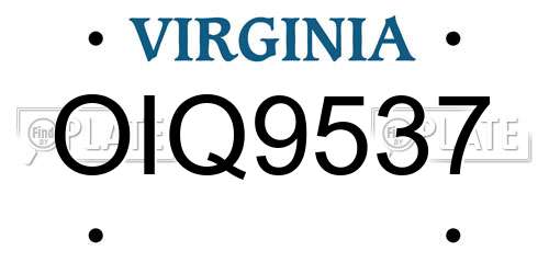 OIQ9537 Virginia License Plate