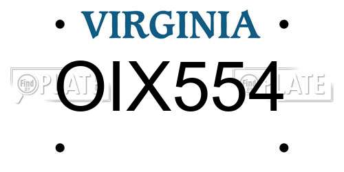 OIX554 Virginia License Plate