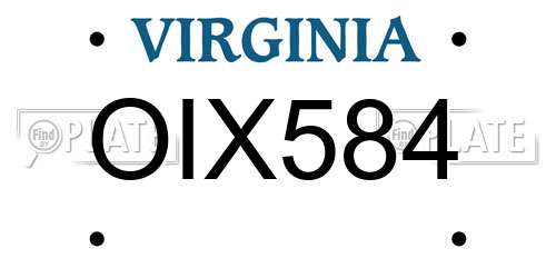 OIX584 Virginia License Plate