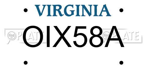 OIX58A Virginia License Plate
