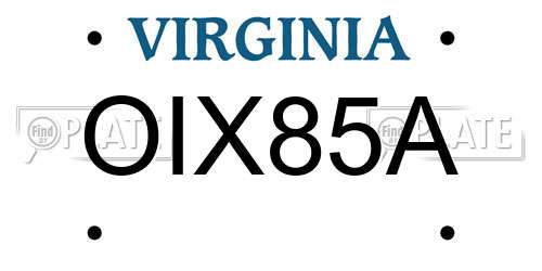 OIX85A Virginia License Plate