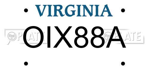 OIX88A Virginia License Plate