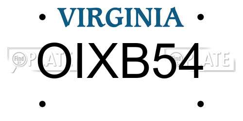 OIXB54 Virginia License Plate