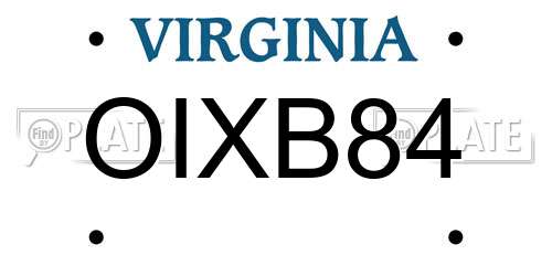 OIXB84 Virginia License Plate