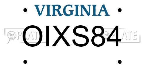 OIXS84 Virginia License Plate