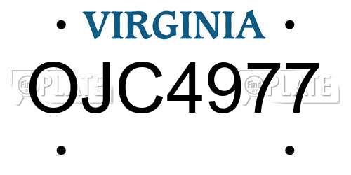 OJC4977 Virginia License Plate