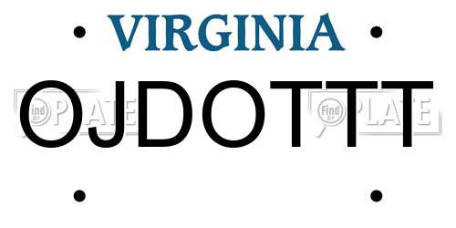 OJDOTTT Virginia License Plate