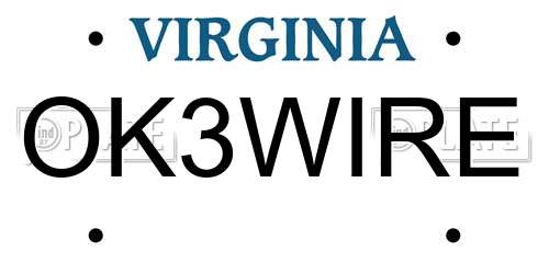 OK3WIRE Virginia License Plate