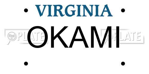 OKAMI Virginia License Plate