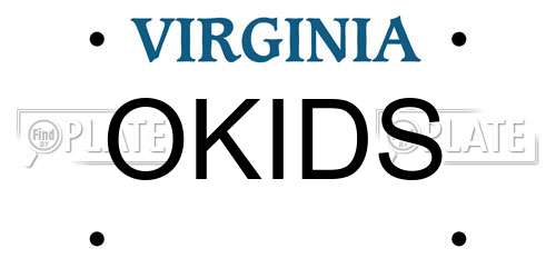 OKIDS Virginia License Plate