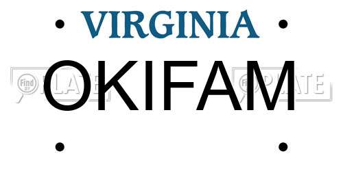 OKIFAM Virginia License Plate