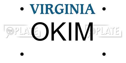 OKIM Virginia License Plate