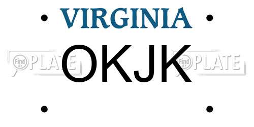 OKJK Virginia License Plate