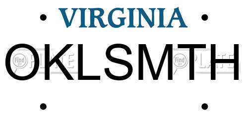OKLSMTH Virginia License Plate