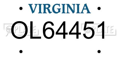 OL64451 Virginia License Plate