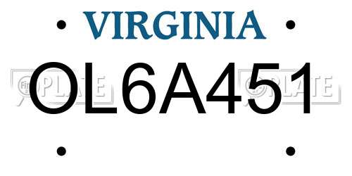OL6A451 Virginia License Plate