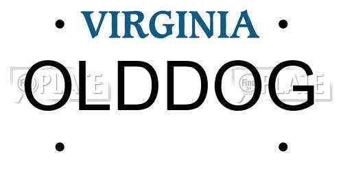 OLDDOG Virginia License Plate