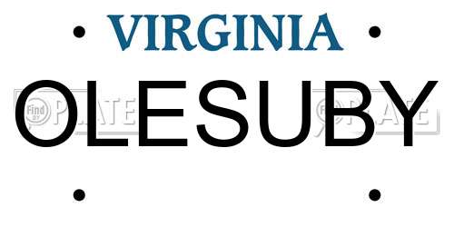 OLESUBY Virginia License Plate