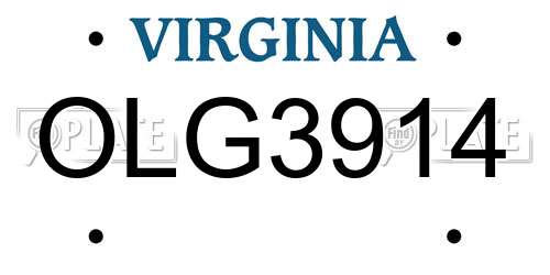 OLG3914 Virginia License Plate