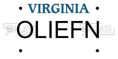 OLIEFN Virginia License Plate