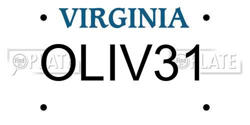 OLIV31 Virginia License Plate