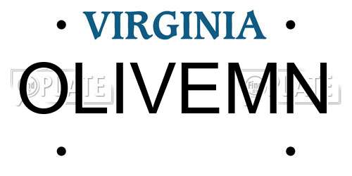 OLIVEMN Virginia License Plate