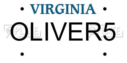 OLIVER5 Virginia License Plate