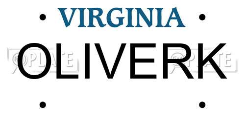 OLIVERK Virginia License Plate