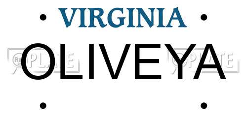 OLIVEYA Virginia License Plate
