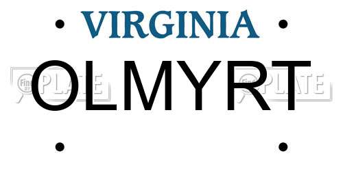 OLMYRT Virginia License Plate