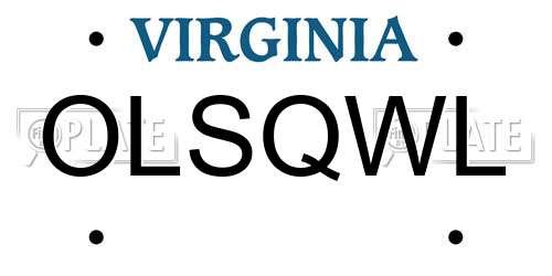 OLSQWL Virginia License Plate