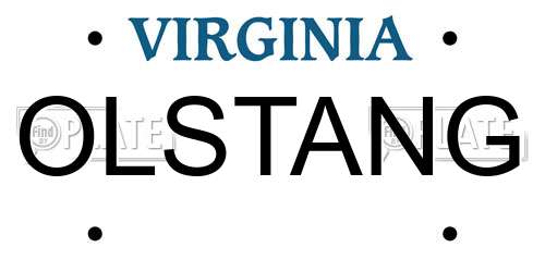 OLSTANG Virginia License Plate