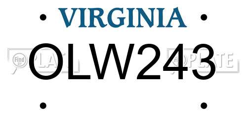 OLW243 Virginia License Plate