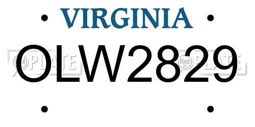 OLW2829 Virginia License Plate