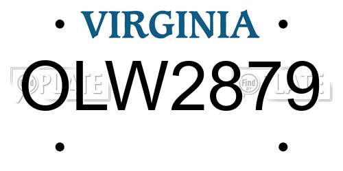 OLW2879 Virginia License Plate