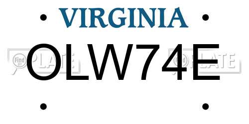 OLW74E Virginia License Plate