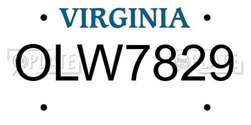 OLW7829 Virginia License Plate