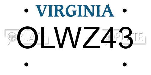 OLWZ43 Virginia License Plate